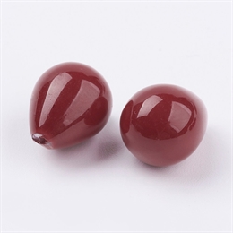 Shell pearl, dråbe, 10x14mm, anb., mørk rød, 1 stk.